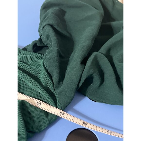 HELLO MOLLY Mini Dress Ruched Long Sleeve New in Emerald Green size 6 US - Picture 10 of 13